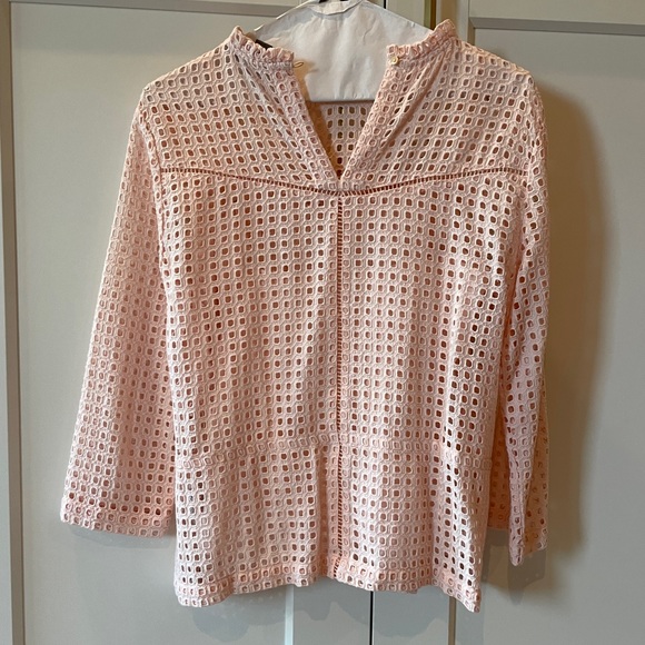 J.Crew Petite Point Sur Eyelet Top in Subtle Pink - Picture 2 of 3